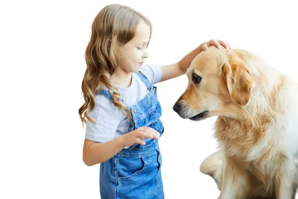 dog and a little girl